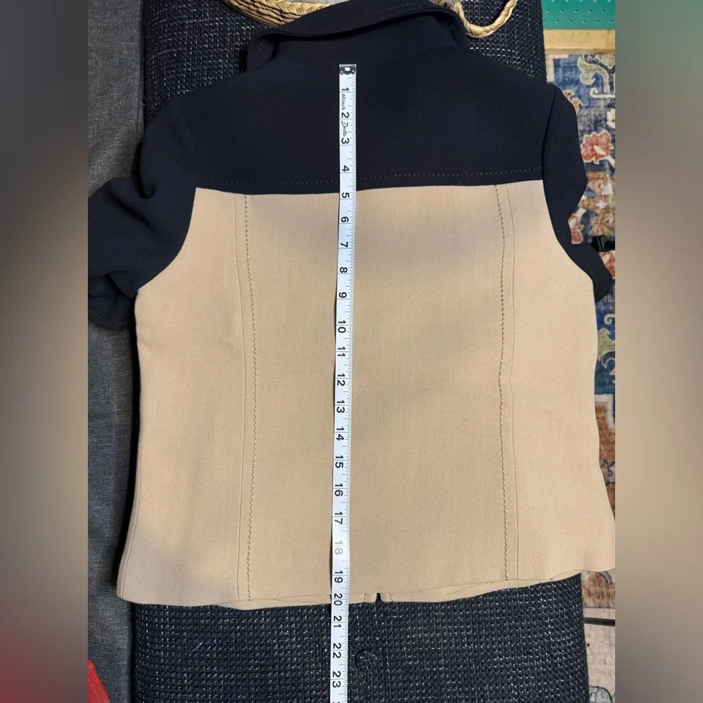 Kate Spade Black Tan Colorblock Jacket Size 6 Chic Designer Structured Button Up